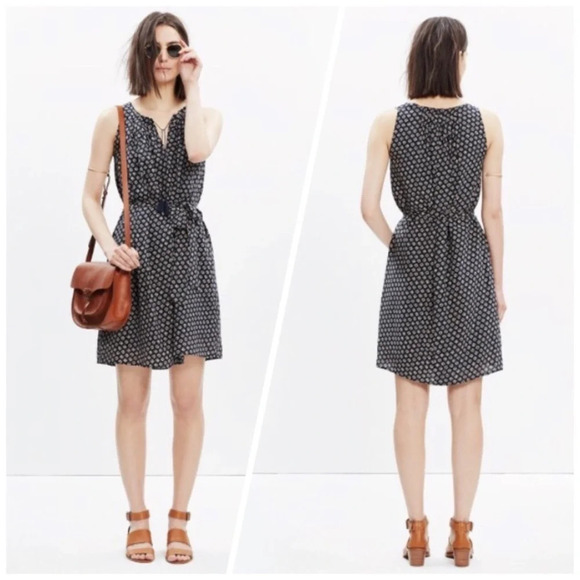 Madewell Silk Ville Dress Coin Tile Print - Picture 1 of 8
